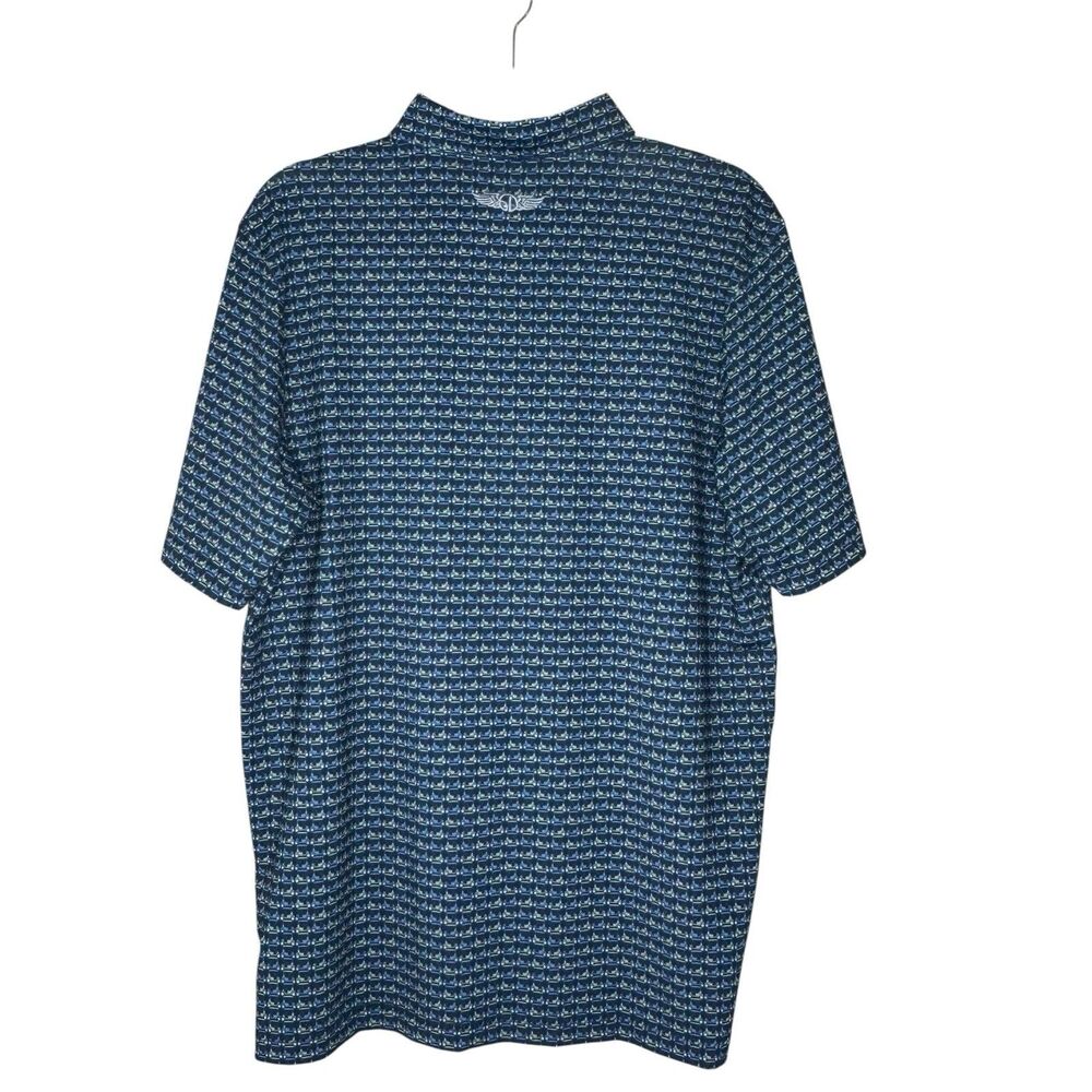 Straight Down Golf‎ Polo Shirt Mens M Blue Golf Cart All Over Print Performance - Picture 9 of 9